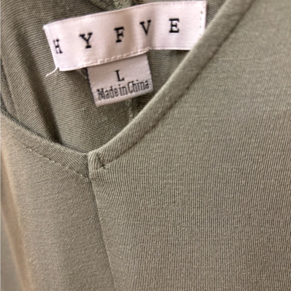 HYFVE Olive Green Wide Leg Jumpsuit Size Large | Soft Stretch Lounge Romper - Picture 4 of 5